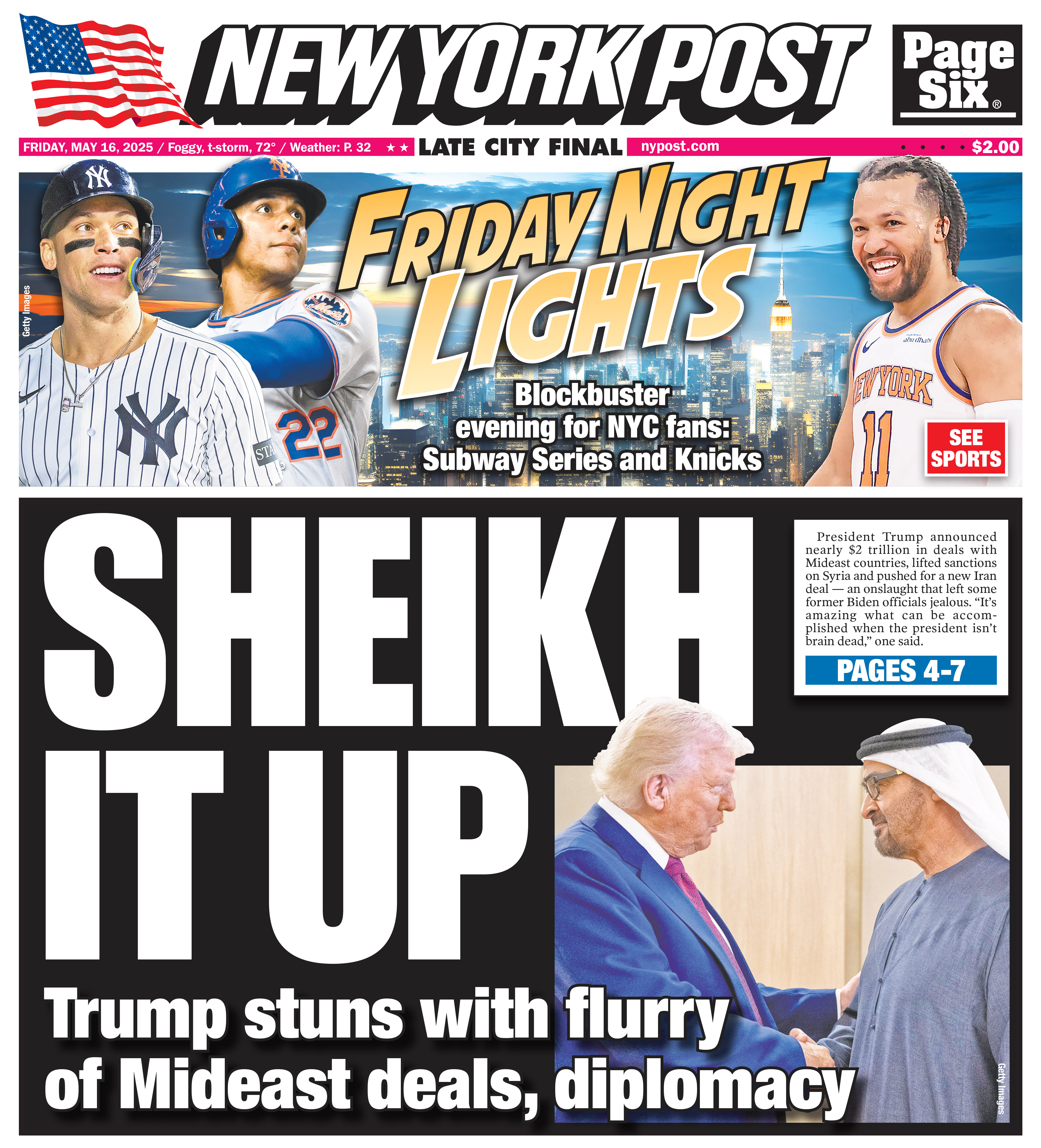May 16, 2025 New York Post Front Cover